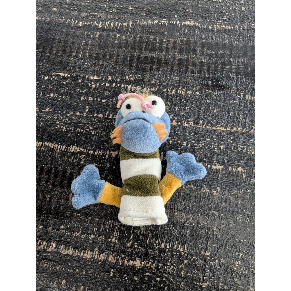 Jellycat Vintage 1999 Daft Dragon Finger Puppet, Rare Striped Pink Head Dragon
